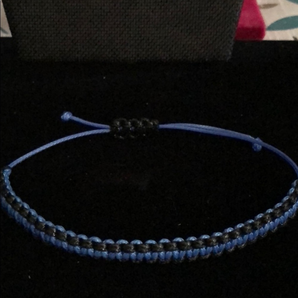 Adjustable blue line bracelet